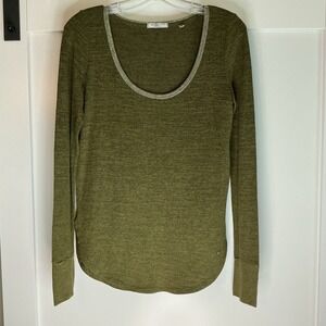 Abercrombie & Fitch Long Sleeve T Shirt Womens Med Scoop Neck Olive Green Jersey